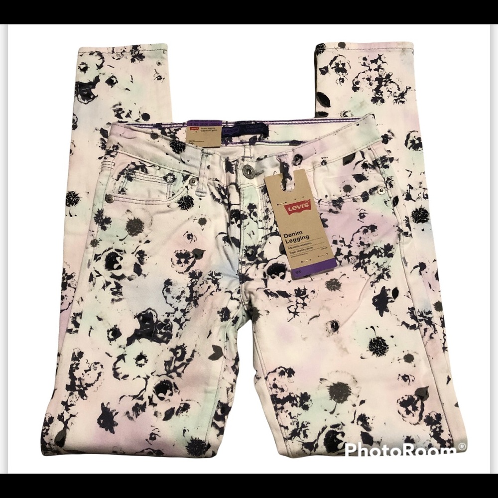 NWT Levi’s Girls Super Stretchy Watercolor Print Denim Leggings